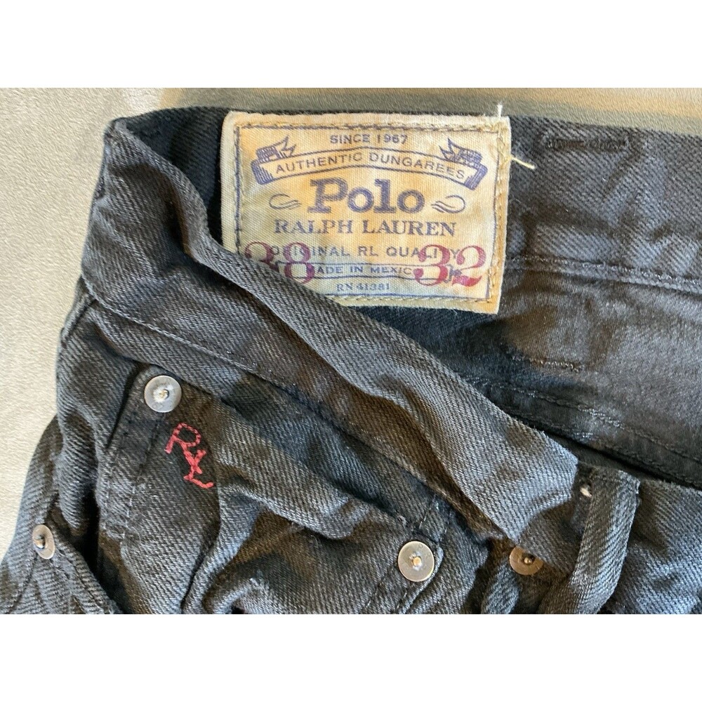 Polo Ralph Lauren Hampton Relaxed Straight Jeans Mens 38x32 Black Denim